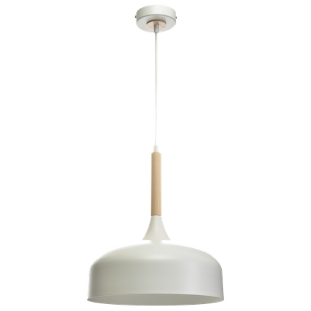 Lampa wisząca TAYLOR 1xE27 Klasyczny Klosz Biała MLP6217 Milagro Metal + Drewno