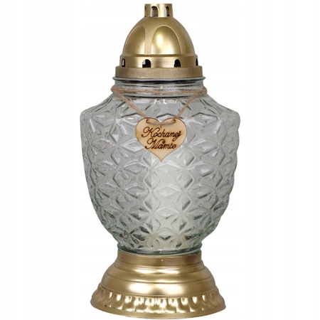 4x Znicz Szklany Kochanej Mamie na Grób 52h na Wkład Całoroczny 32cm