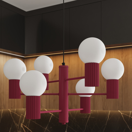 Lampa Wisząca Żyrandol 6x G9 Aluminiowa Burgund Halo French Sky SL.1837 Sollux