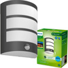 Kinkiet Ogrodowy Lampa Elewacyjna Zewnętrzna LED 3.8W 800lm 2700K z Czujnikiem Ruchu i Zmierzchu Antracyt Python Ultra Efficient Philips