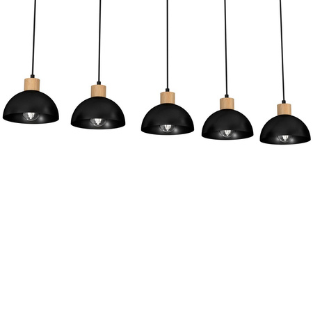 Lampa Wisząca Sufitowa ERIK Czarna Drewniana 5xE27 Milagro