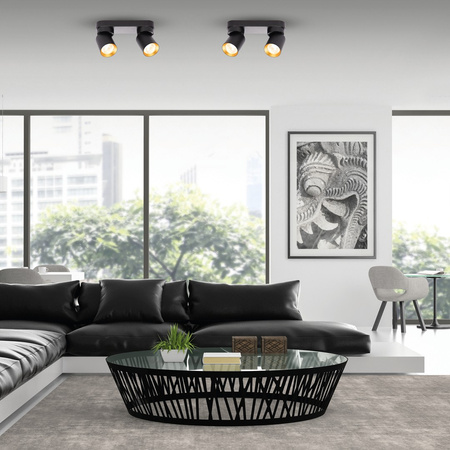 Lampa Sufitowa ANDY 2xGU10 Czarny Złoty Milagro