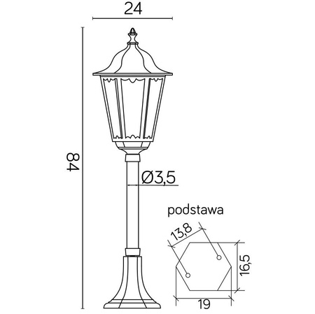 Lampa Ogrodowa Zewnętrzna Słupek LATARNIA E27 Retro Classic K 5002/3 84cm czarny Su-Ma