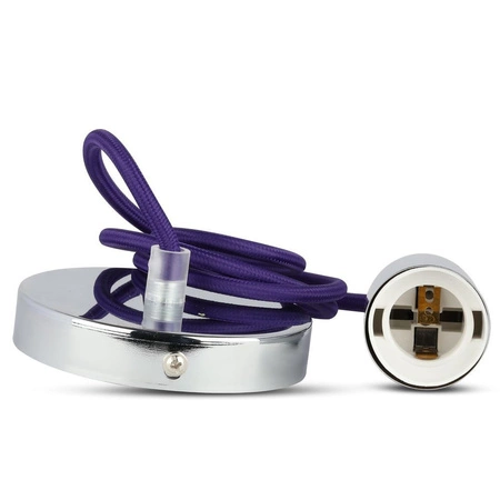Lampa Wisząca Oprawa E27 Chromowy klosz z fioletowym kablem VT-7338 V-TAC