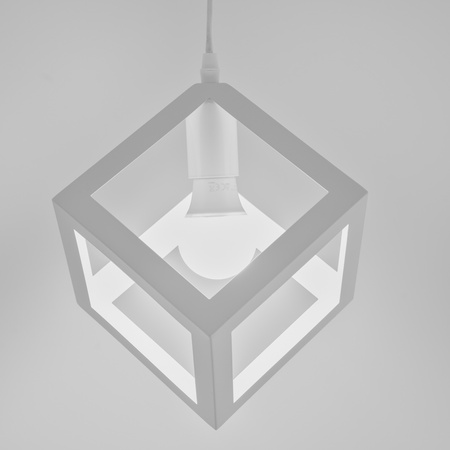 Lampa Wisząca Sufitowa Geometryczna Kwadrat Zwis LED E27 TALUS Biała LUMILED