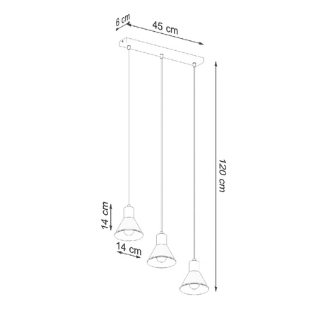 Lampa Sufitowa Oprawa Natynkowa SPOT TUBA 3x E27 Wisząca Zwis Geometryczna Czarna Nowoczesna Taleja Sollux