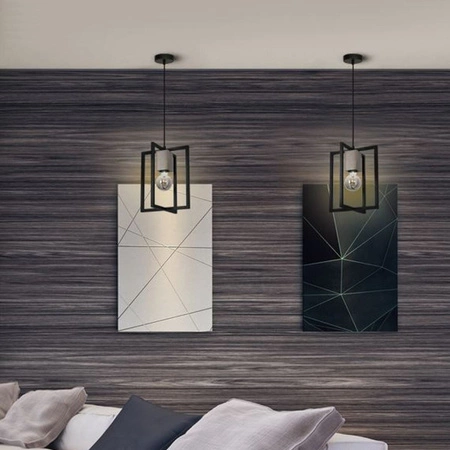 Lampa wisząca Industrialna sufitowa Ralph 1x E27 Czarna Metal + drewno Milagro