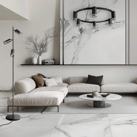 Lampa Sufitowa Wisząca Zwis 6x GU10 Czarna ROMA Sanico Goldlux