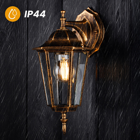 Kinkiet Ogrodowy Elewacyjny Zewnętrzny E27 LATARNIA do DOŁU Patyna BELLIS LUMILED