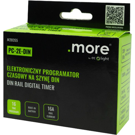 Programator Czasowy Włącznik Wyłącznik LCD Cyfrowy Harmonogram 7 Dni PC-2E-DIN Ecolight