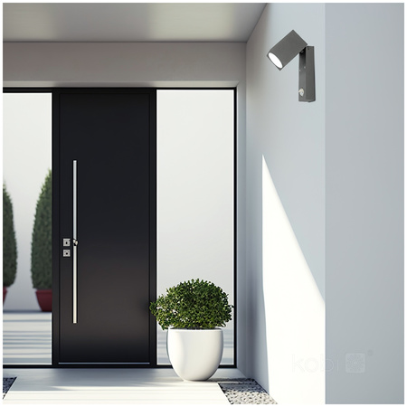 Lampa Ogrodowa Kinkiet Elewacyjny Zewnętrzny GU10 z Czujnikiem Ruchu IP44 Szara Quazar Kobi