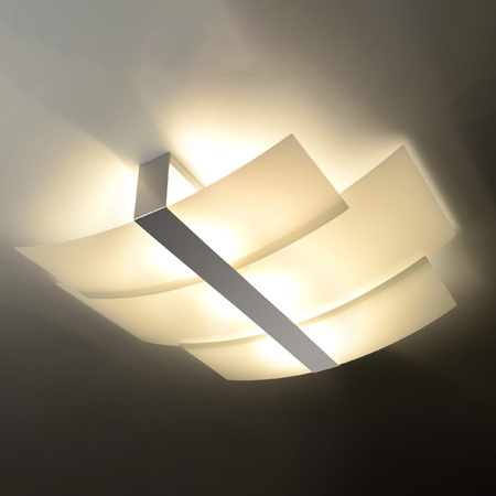 Lampa Sufitowa Kinkiet 3x E27 Prostokątna Chrom Biała Nowoczesna Celia Sollux