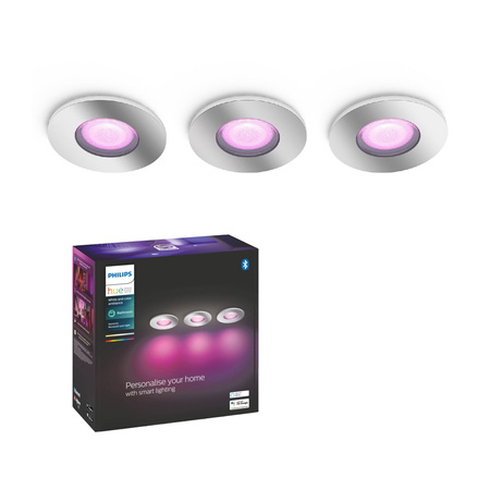 Oprawa Podtynkowa Wpuszczana Łazienkowa LED Xamento 3x 5,7W IP44 CCT RGB Okrągła PHILIPS HUE Bluetooth