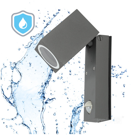 Lampa Ogrodowa Kinkiet Elewacyjny Zewnętrzny GU10 z Czujnikiem Ruchu IP44 Szara Quazar Kobi