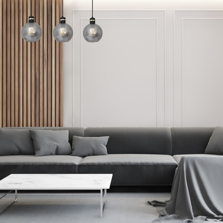 Lampa wisząca OMEGA 3xE27 Przydymione Szkło Kula MLP6531 Milagro Metal + Szkło