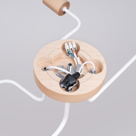 Lampa Sufitowa Żyrandol 4x E27 Naturalne Drewno Biała Timbo Peach Puff SL.1665 Sollux