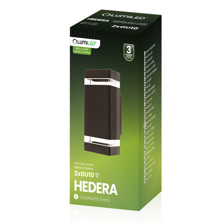 Lampa Ogrodowa Kinkiet Elewacyjny góra dół GU10 Czarny Aluminium HEDERA LUMILED