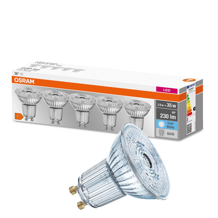 5PAK Żarówka LED GU10 2,6W = 35W 230lm 4000K Neutralna 36° OSRAM Base