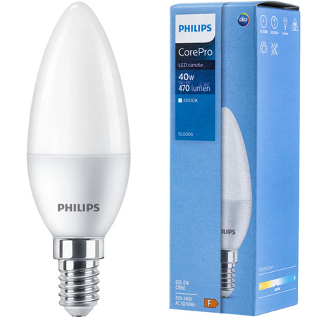 Żarówka LED E14 5W = 40W 470lm 4000K Neutralna ŚWIECA PHILIPS