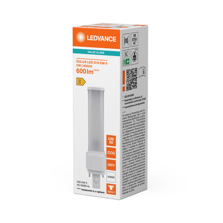 Żarówka LED DULUX G24d-1 5W = 10W 600lm 4000K Neutralna Biała LEDVANCE