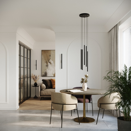 Lampa Sufitowa Wisząca Zwis 2x G9 Tuba Żyrandol Tubularna Czarna Nowoczesna Pastelo Sollux