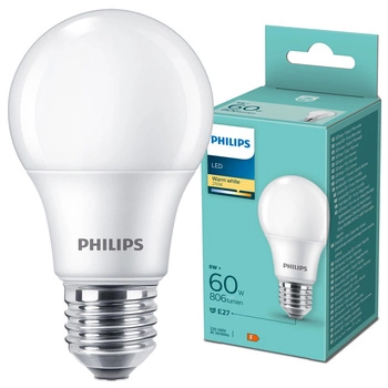 Żarówka LED E27 A60 8W = 60W 806lm 2700K Ciepła 180° Essential Philips