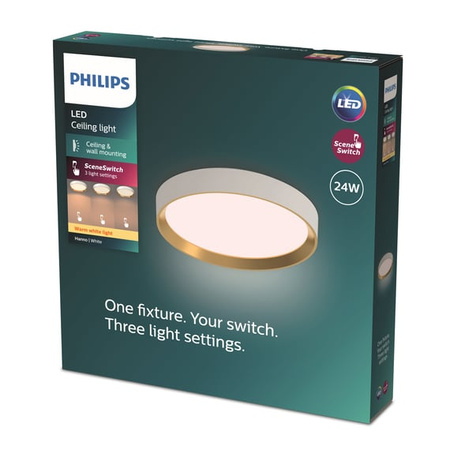 Lampa Sufitowa Plafon LED 24W 2700lm 2700K SceneSwitch Biała Hanno Philips