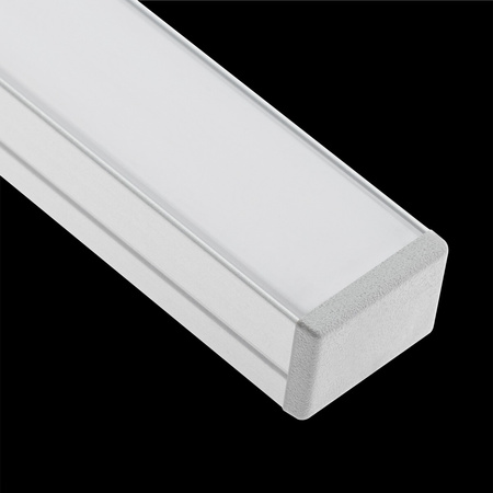 Profil Aluminiowy Anodowany do LED KM33 Srebrny Natynkowy 1m + Przesłona mleczna + Zaślepki