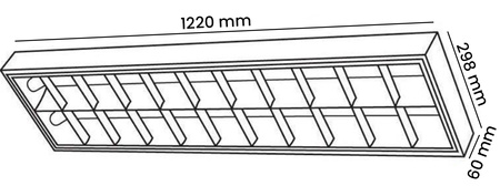 Oprawa Natynkowa Rastrowa 2 x T8 120 cm G13 Czarna