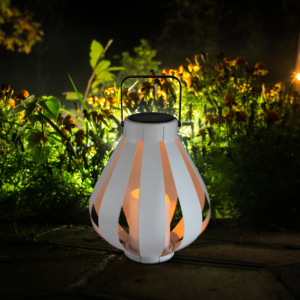 Lampa Solarna LED Latarenka Wisząca LAMPION biała LED 34cm ciepła