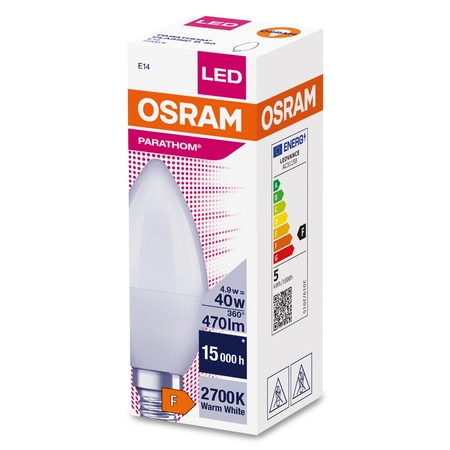 Żarówka LED E14 B35 4,9W = 40W 470lm 2700K Ciepła 300° OSRAM Parathom