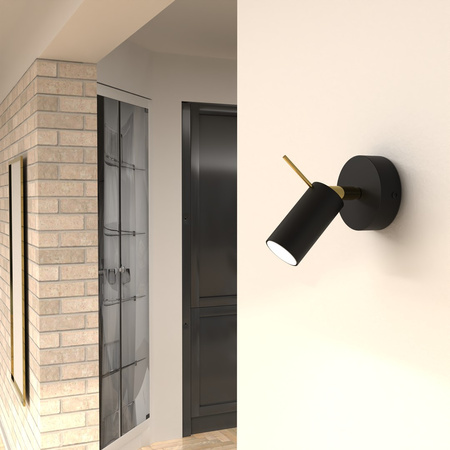 Lampa Ścienna Kinkiet PRESTON Złota Czarna 1x mini GU10 Milagro