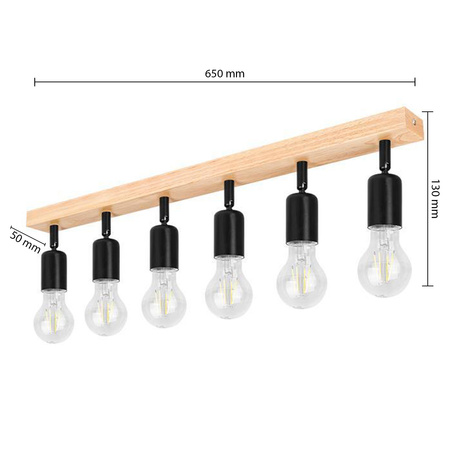 Lampa Sufitowa Spot Tuba Reflektor Oprawa Halogenowa 6x E27 Ruchomy Czarny Brązowy Eos Masterled