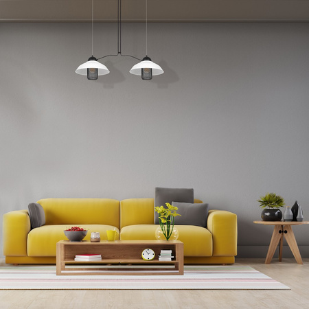 Lampa wisząca BJORN 2xE27 Retro Ozdobne Osłony Żarówek Biała MLP4810 Milagro Metal