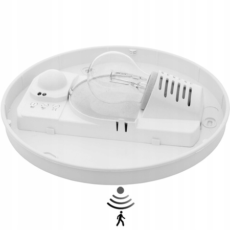 Plafon LED Lampa Sufitowa Natynkowa Pires E27 IP44 28cm Czujnik Ruchu Biała KANLUX
