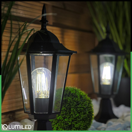 Lampa Ogrodowa Zewnętrzna E27 SŁUPEK LATARNIA 39cm Czarna BELLIS LUMILED