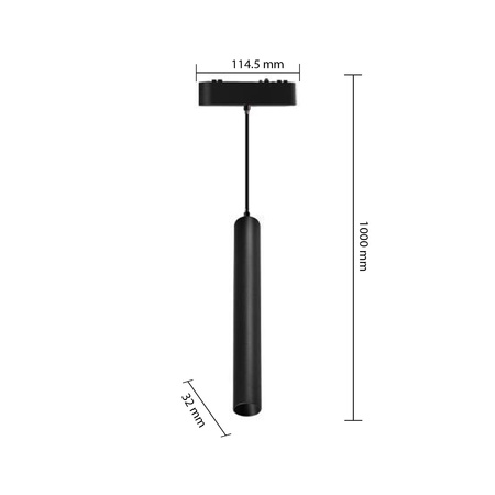 Lampa LED Wisząca do Szynoprzewodu Magnetycznego 7W 700lm 4000K Neutralna CRI90 36° 48V Czarny Luxo Masterled