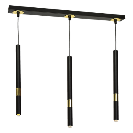 Lampa wisząca MONZA 3xG9 8W Podłużna Minimalistyczna Czarna Złota MLP6334 Milagro Metal