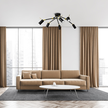 Lampa Sufitowa IRIS Czarna Złota 6x mini GU10 Milagro