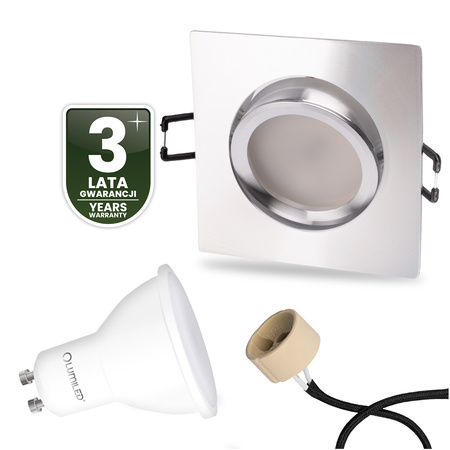 Oprawa Halogenowa Podtynkowa Kwadratowa Ruchoma TRIX 3w1 GU10 6W 4000K Srebrna Błyszcząca LUMILED