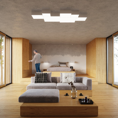 Lampa Sufitowa Plafon 2x E27 Kwadratowa Biała Minimalistyczna Horus Sollux