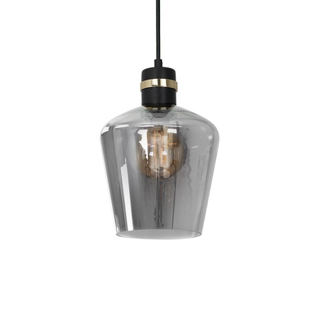 Lampa wisząca RICHMOND 1xE27 Przydymione Szkło Złote Wstawki MLP6538 Milagro Metal + Szkło