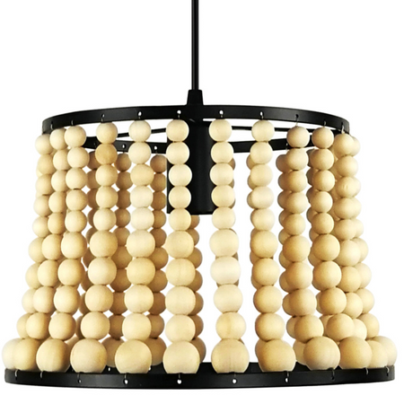 Lampa Wisząca Sufitowa BRENA 1x E27 Zwis Czarna Drewno GOLDLUX (Polux)