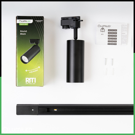 Zestaw Szyna Oświetleniowa Szynoprzewód 2 m + 6x Reflektor Szynowy RITI GU10 Czarny LUMILED