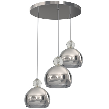 Lampa wisząca TOLEDO 3xE27 Kula Chrom Kryształ Glamour MLP4246 Milagro Metal + Kryształ