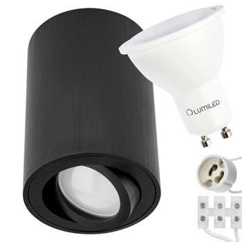 Oprawa Natynkowa HALOGENOWA Tuba Spot OH36L Okrągła Ruchoma Czarna 115mm + LED GU10 8W 4000K KOBI