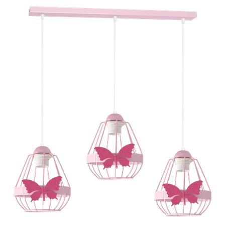 Lampa wisząca KAGO 3xE27 Dziecięca Różowy Motyl Różowa MLP4928 Milagro Metal