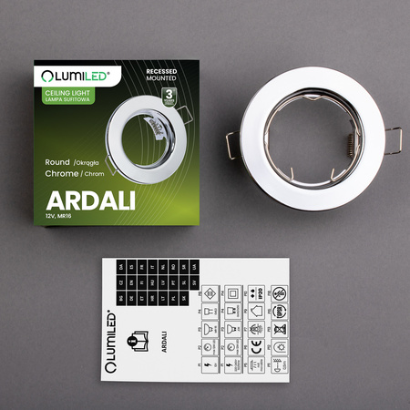 Oprawa Halogenowa Podtynkowa Okrągła Chrom GU10 MR16 ARDALI LUMILED