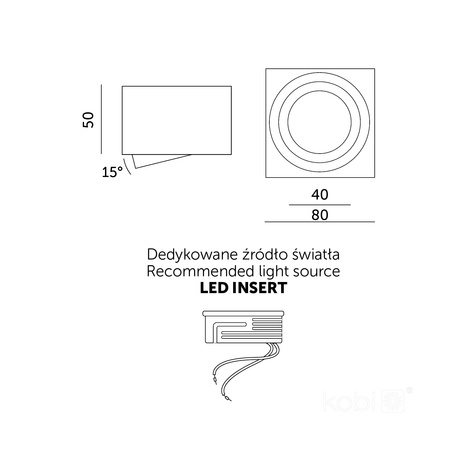 Oprawa Natynkowa Halogenowa Spot Tuba Kwadratowa GU10 Czarna OH37 Kobi