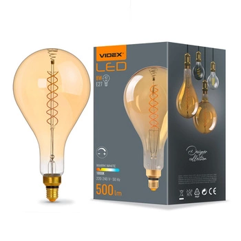 Żarówka LED E27 PS160 Gruszka 8W = 42W 500lm 1800K Ciepła 360° FILAMENT Bursztynowa Ściemnialna Videx